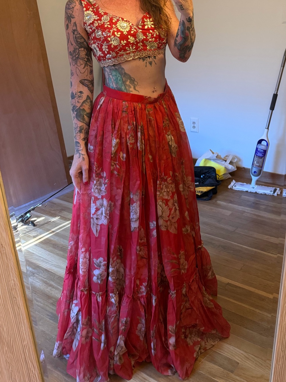Red lehenga